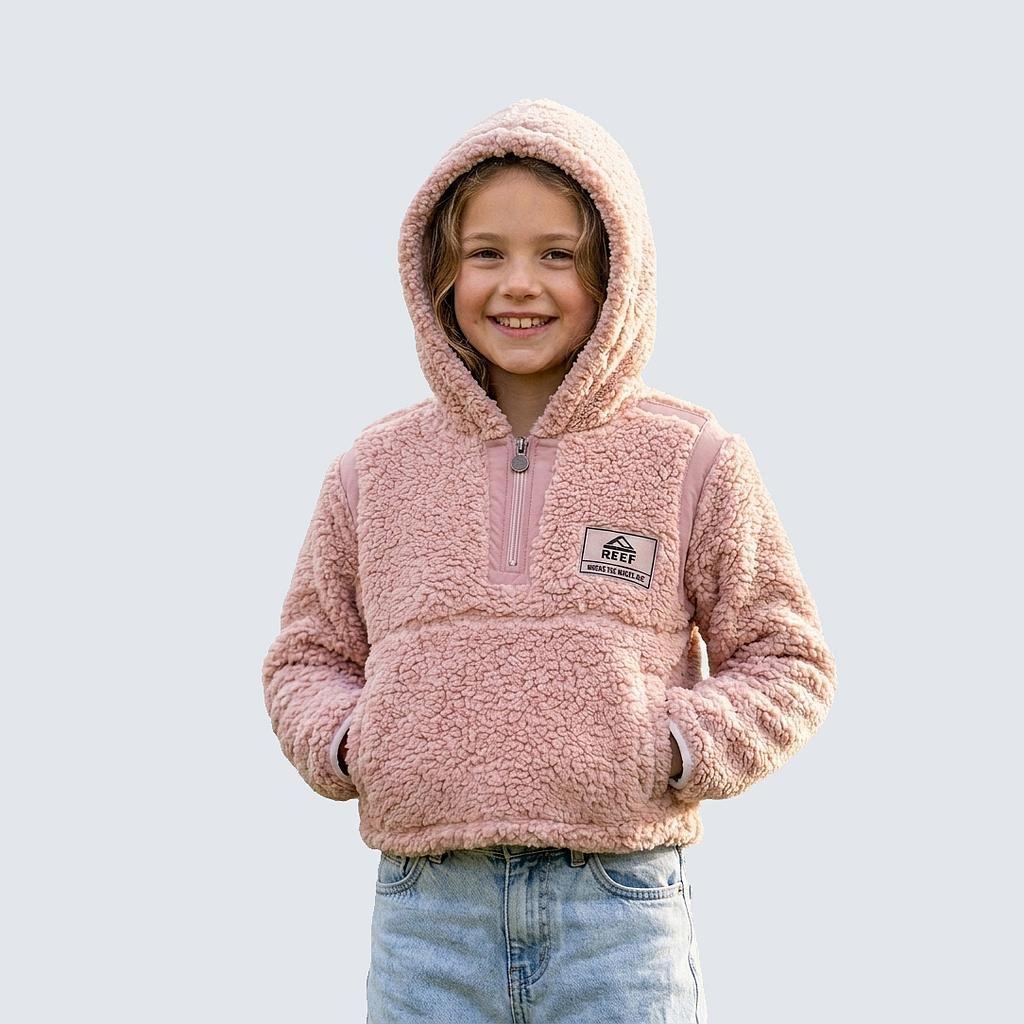 Polerón Sherpa Kids Crop Top Rosado-0