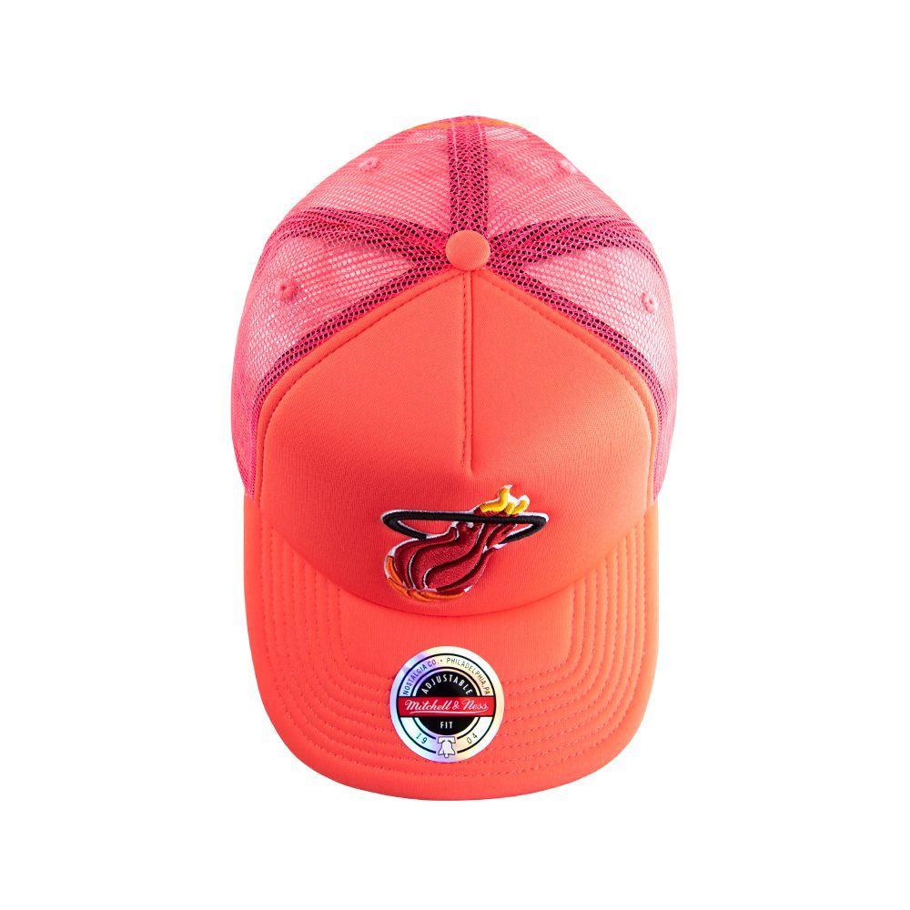 Gorro Trucker Miami Heat Fucsia Peach Mitchell and Ness-4