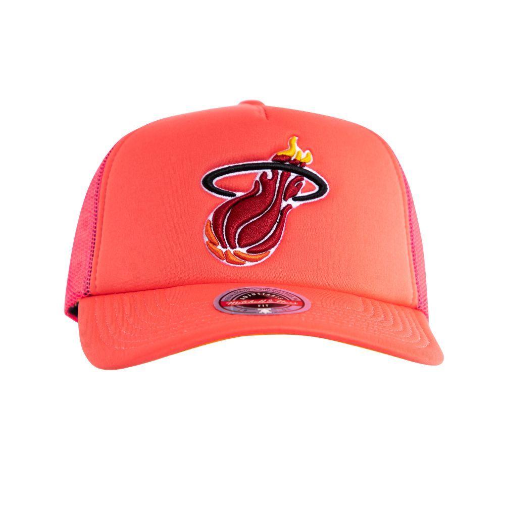 Gorro Trucker Miami Heat Fucsia Peach Mitchell and Ness-0