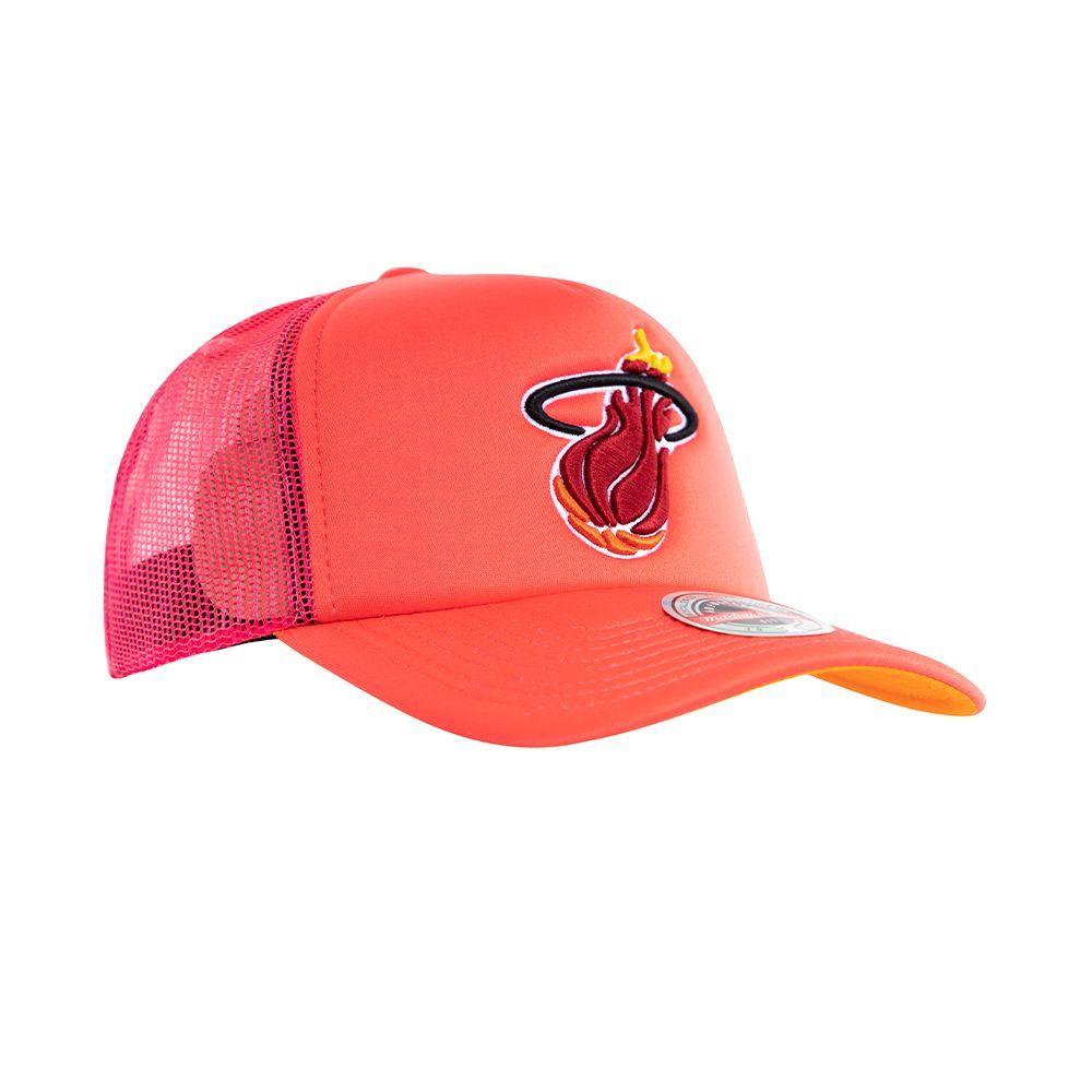 Gorro Trucker Miami Heat Fucsia Peach Mitchell and Ness-1