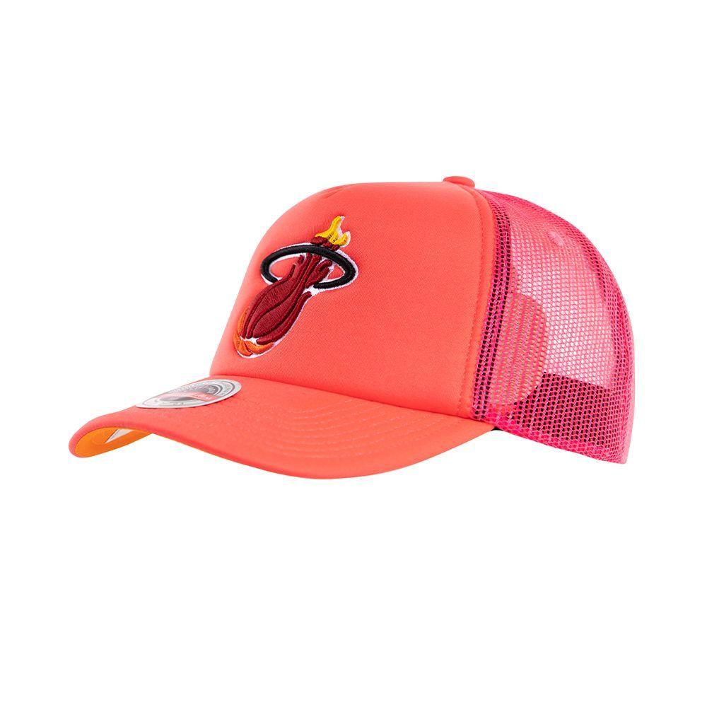 Gorro Trucker Miami Heat Fucsia Peach Mitchell and Ness-2