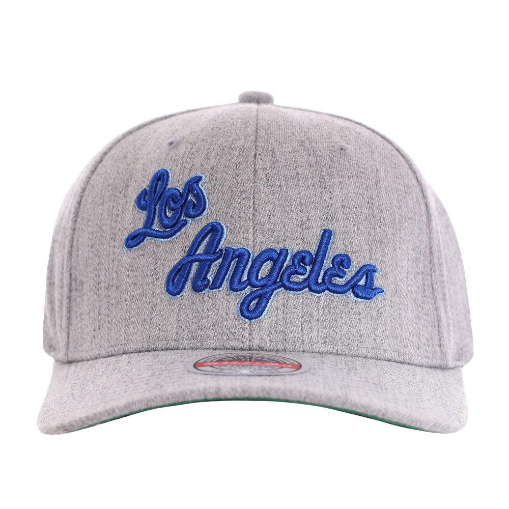 Gorro Los Angeles Lakers Visera Curva Write Gris Melange Mitchell and Ness-0