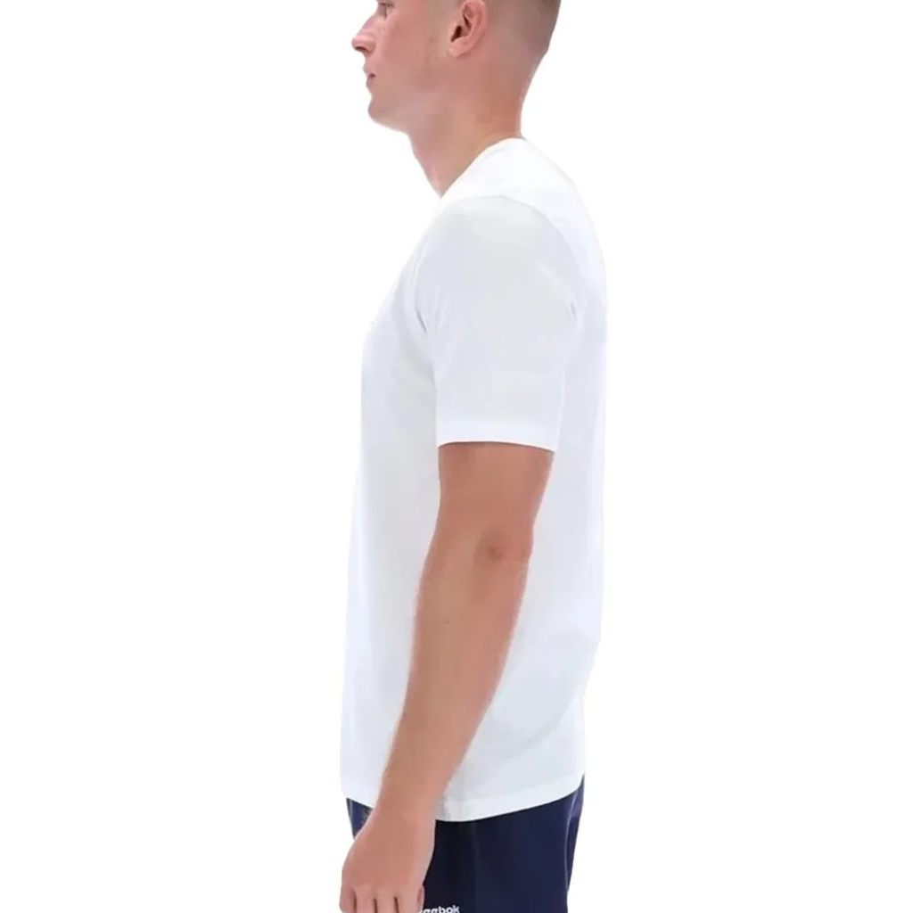 Polera Hombre Reebok Deportiva Algodón Logo Frontal Blanco-2