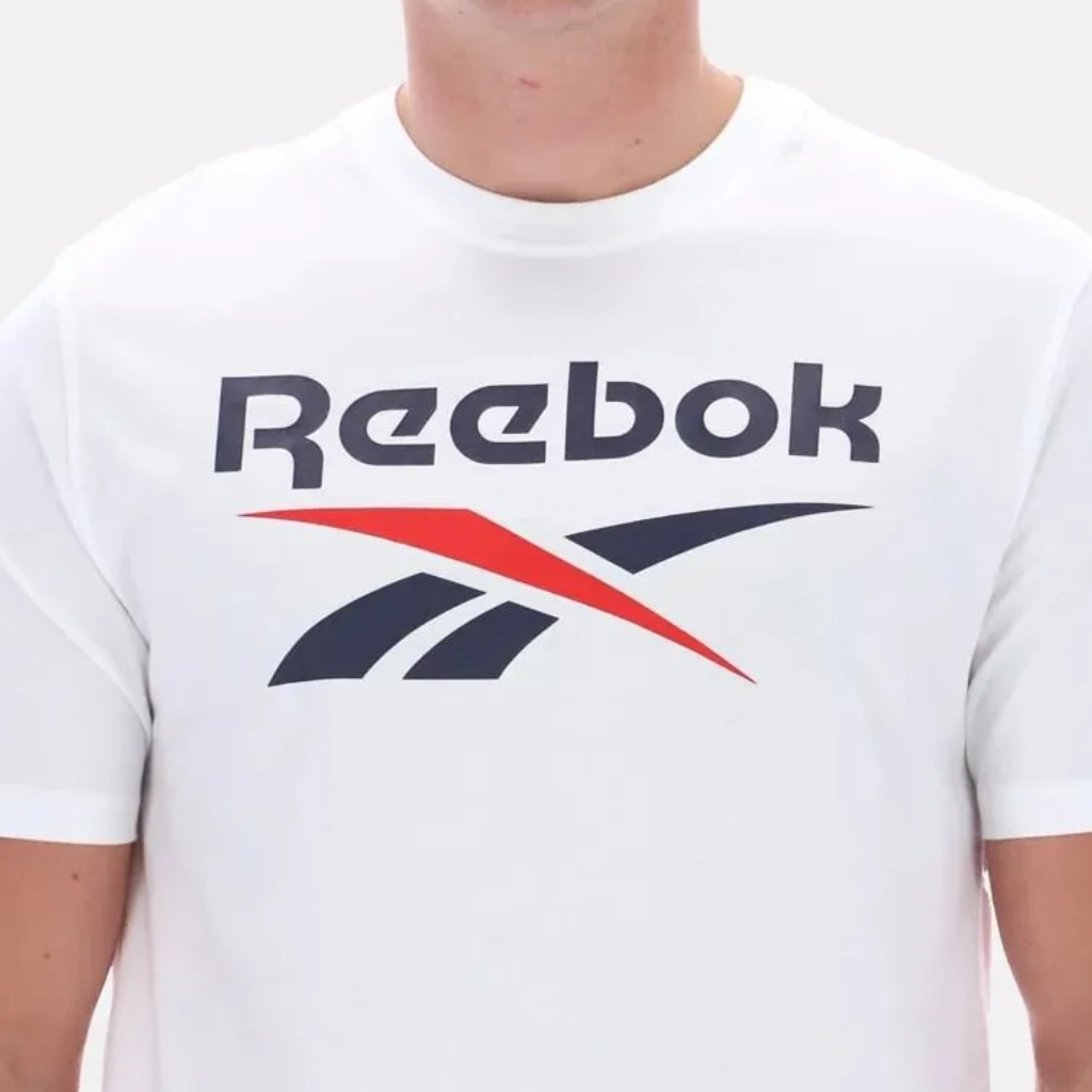 Polera Hombre Reebok Deportiva Algodón Logo Frontal Blanco-3