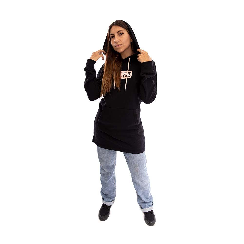 Polerón hoodie long fit canguro mujer negro Spitfire-4