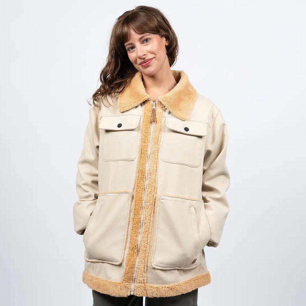 Chaqueta Sherpa Mujer Reef Buttons Beige-0