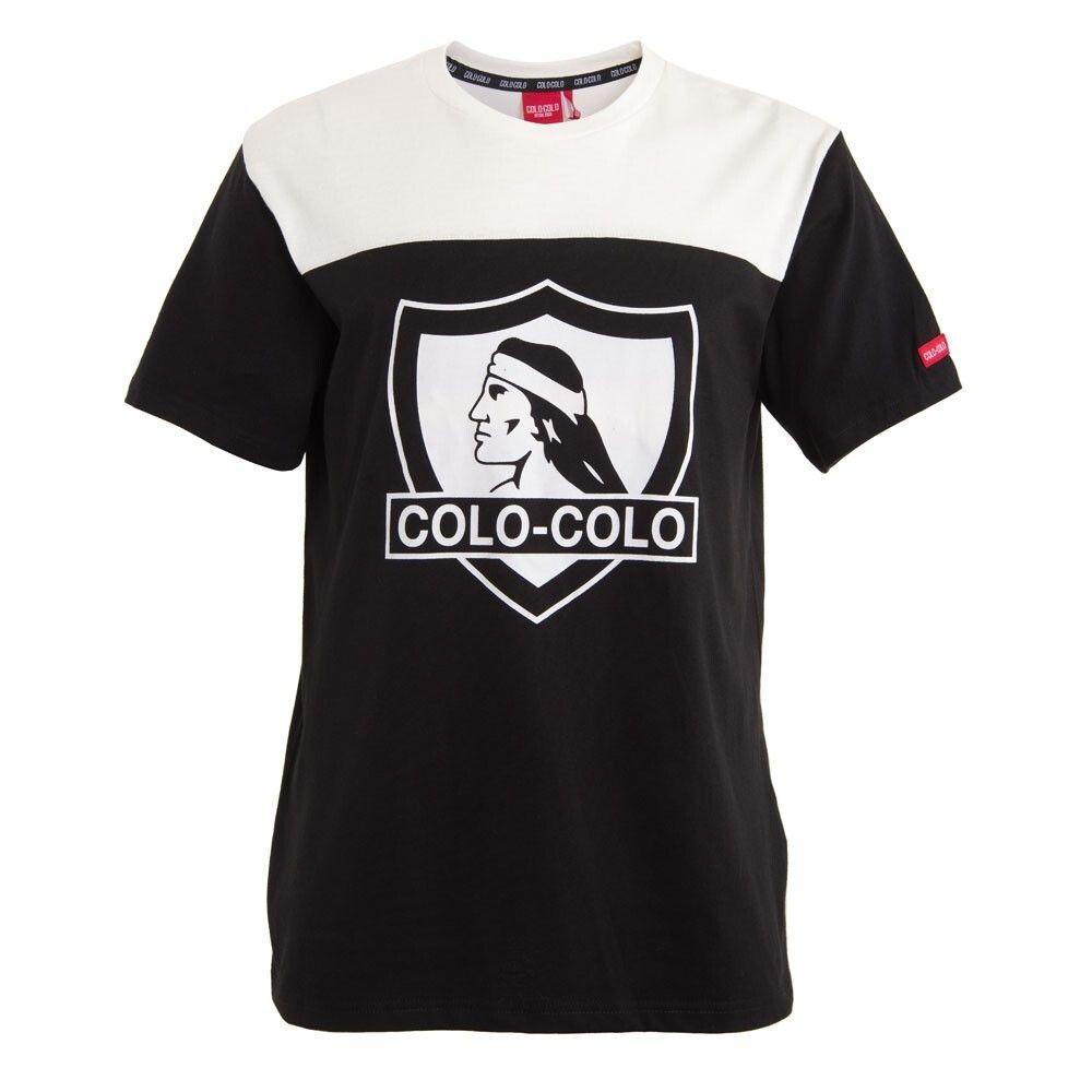 Polera Colo Colo Urbano Blanco y Negro Escudo Front-0