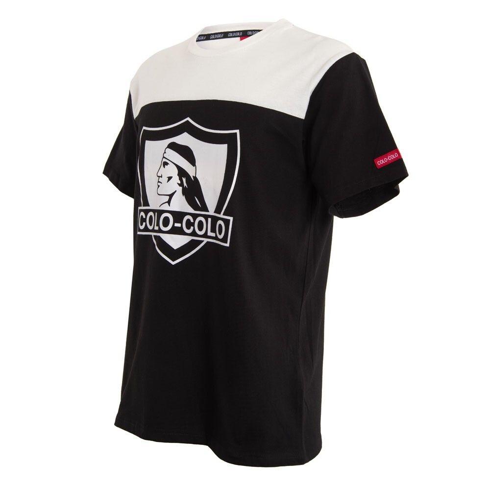 Polera Colo Colo Urbano Blanco y Negro Escudo Front-1