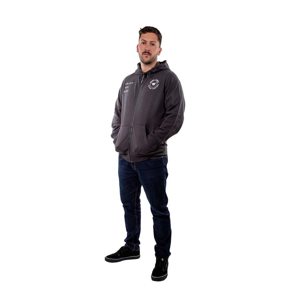 Poleron Hombre Full Zipper Dublog Gris Oscuro Hang Loose-5