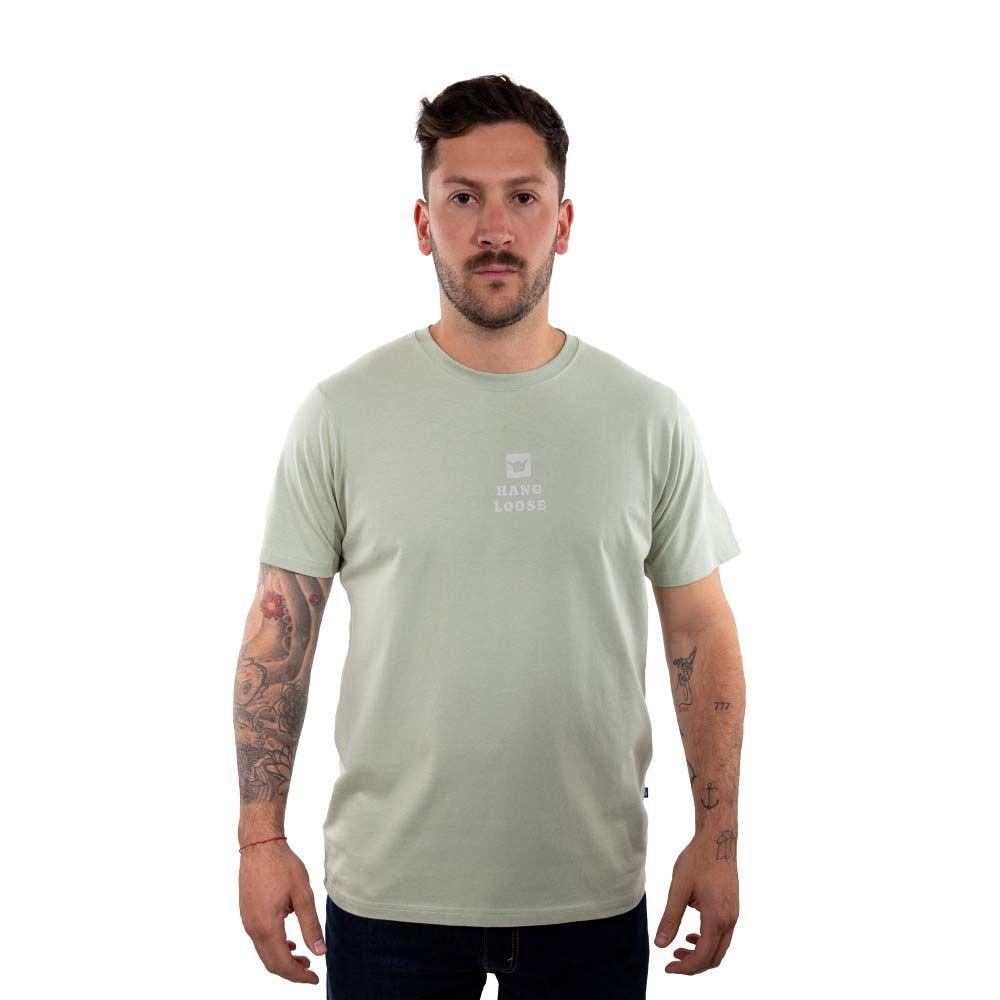 Polera Manga Corta Hombre Midlogo Verde Agua Hang Loose-0