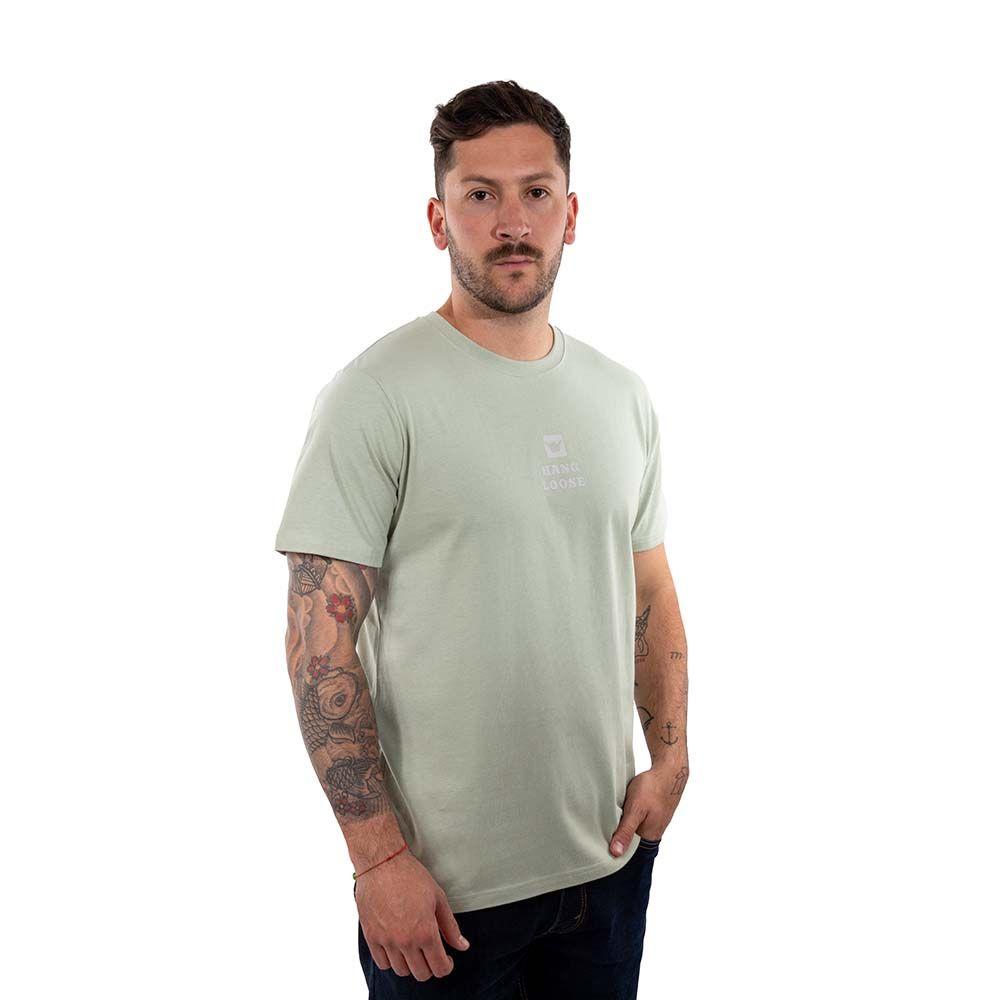 Polera Manga Corta Hombre Midlogo Verde Agua Hang Loose-3