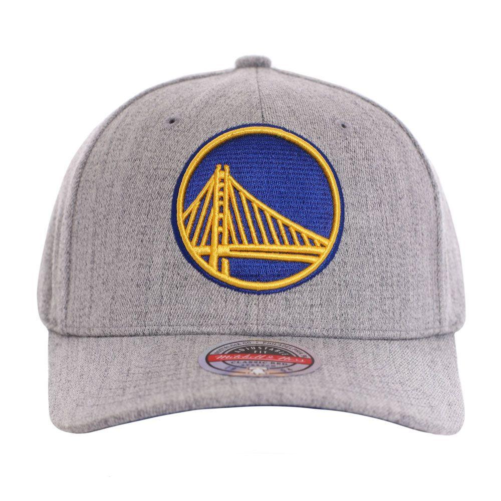Gorro Golden State Warriors Visera Curva Gris Melange Mitchell and Ness-0