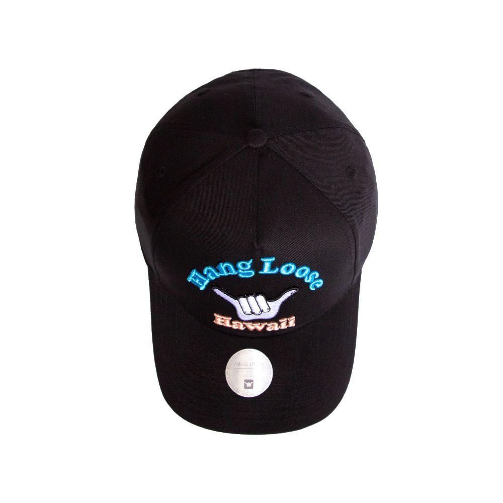Gorro snapback hang loose negro bordado shaka-4