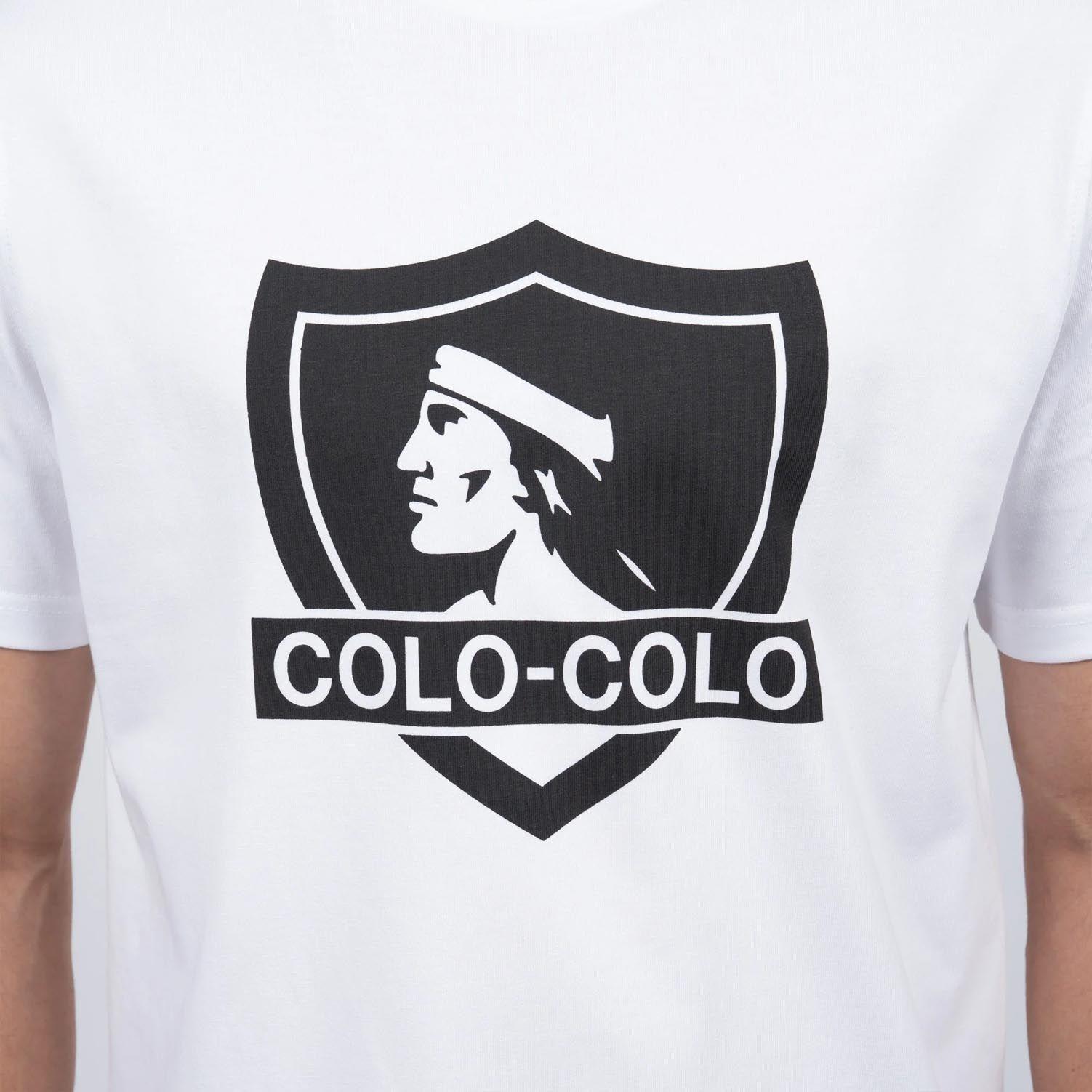 Polera Hombre Colo Colo Urbano Blanco Escudo Negro-2