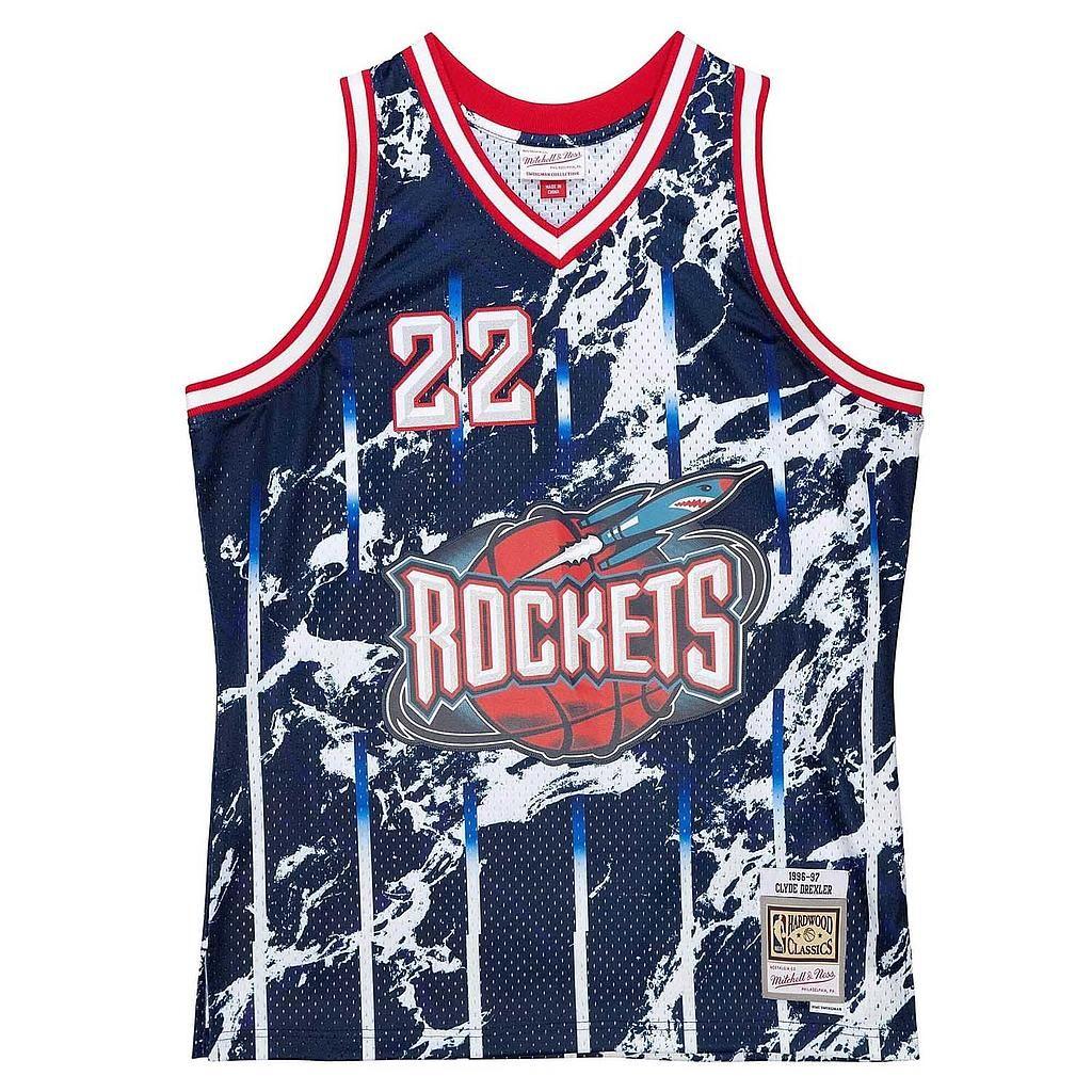 Camiseta Mitchell and Ness Houston Rockets Clyde Drexler 22 Marble-0