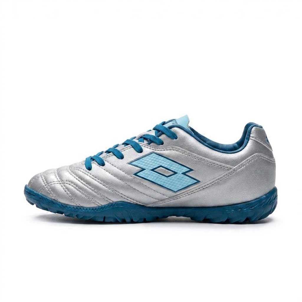 Zapatilla Baby Fútbol Juvenil Lotto Stadio 705 TF JR Gris Celeste-1