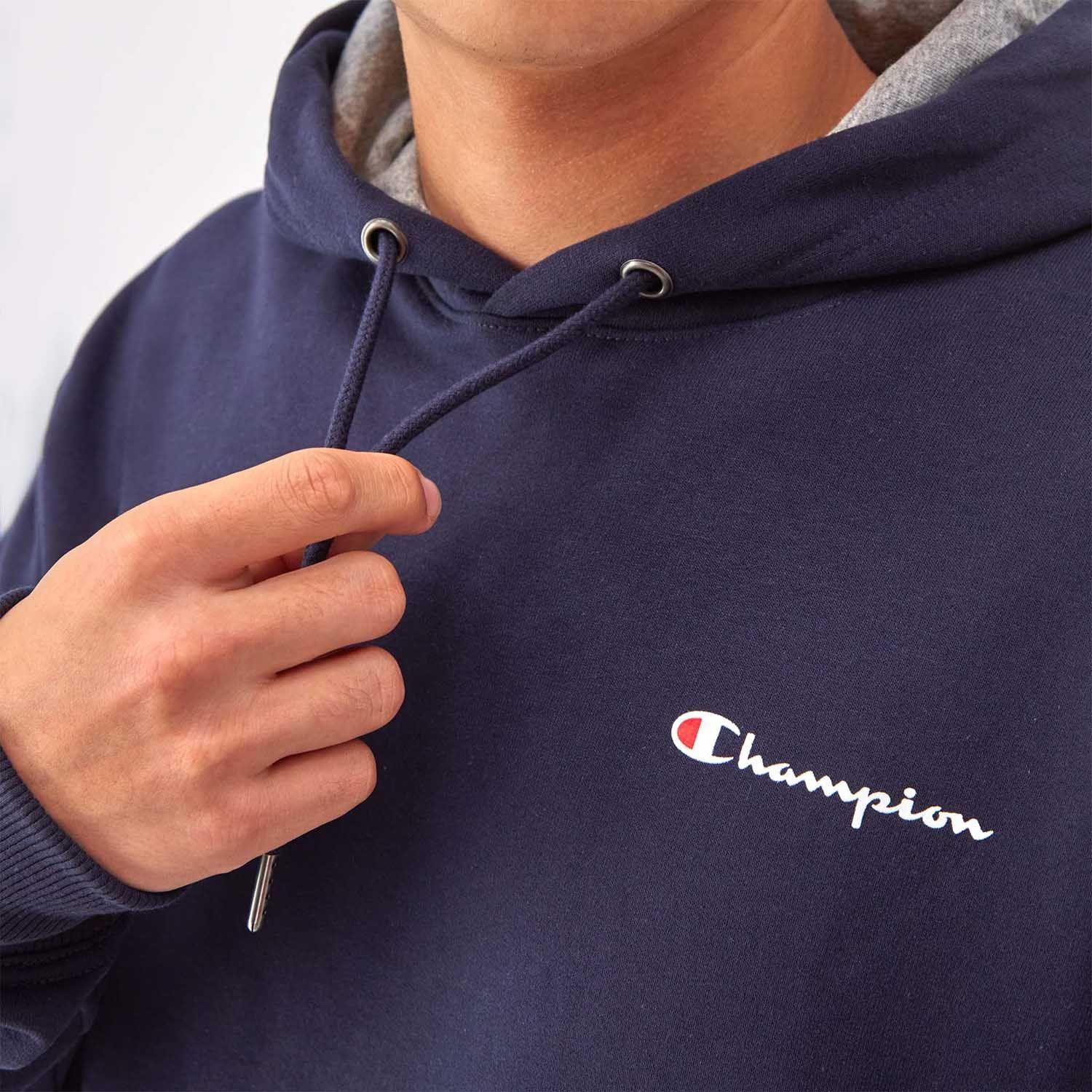 Poleron Hombre Champion Hoodie Powerblend Graphic Azul-3