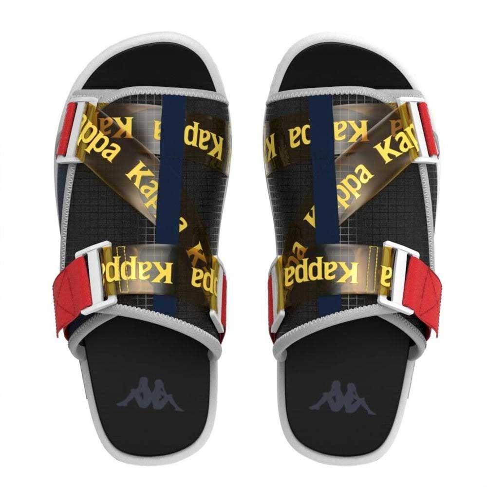 Sandalias Unisex Kappa Authentic Mitel Negro Amarillo Rojo-3