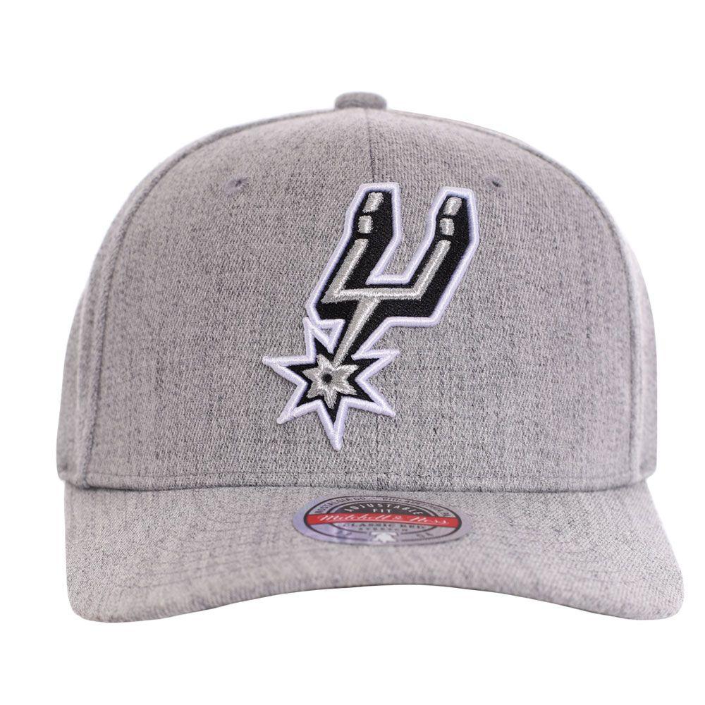 Gorro San Antonio Spurs Visera Curva Espuela Gris Melange Mitchell and Ness-0
