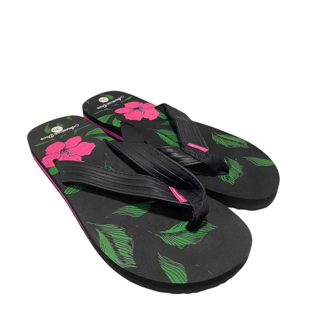 Sandalia Chala Havaiana Negro Rosa Mujer-1