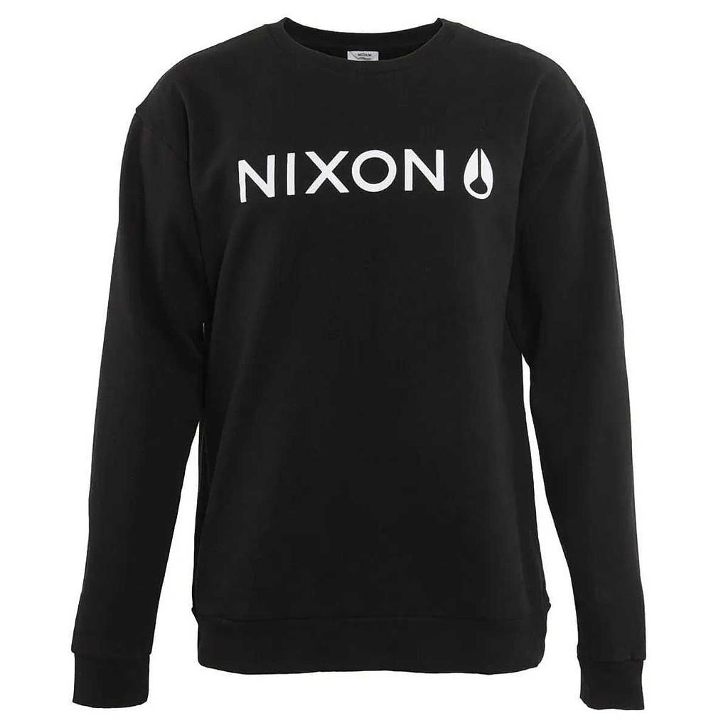 Polerón Hombre Nixon Crew Negro Logo Blanco-0
