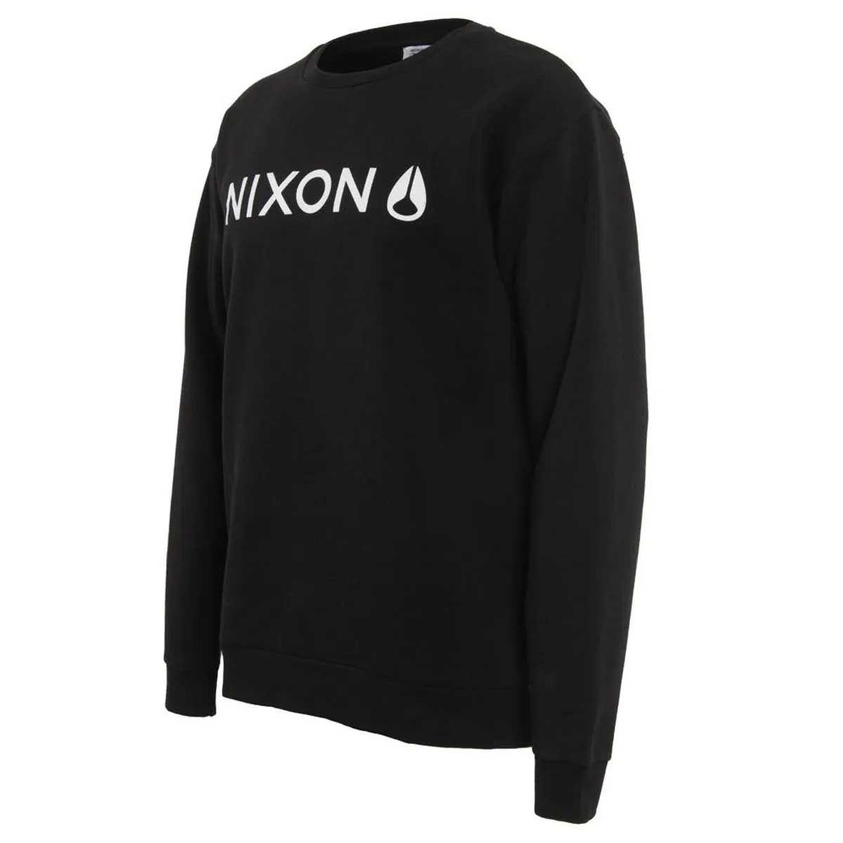 Polerón Hombre Nixon Crew Negro Logo Blanco-1