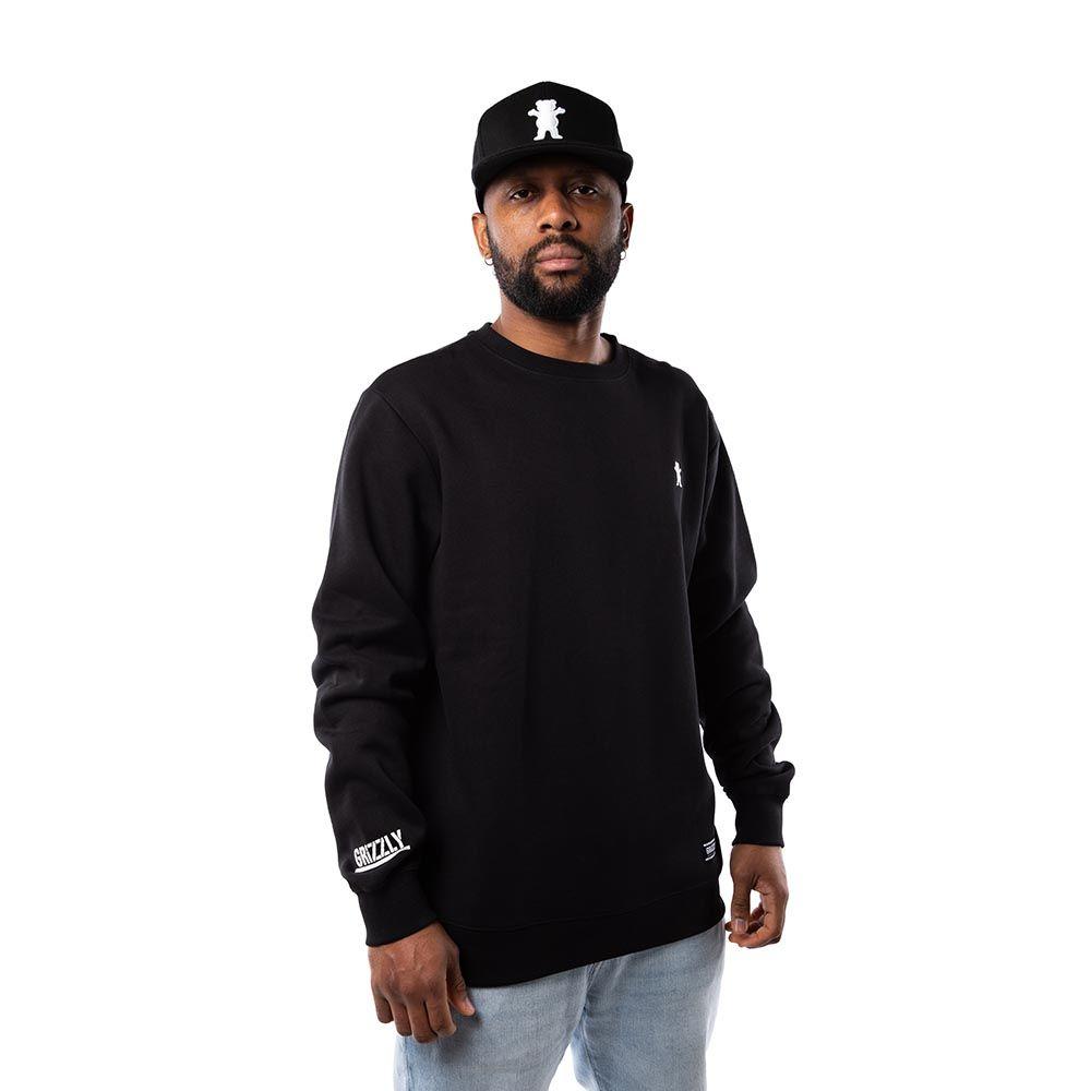 Polerón Crew Hombre Grizzly Griptape Embroidered OG Bear Negro-2