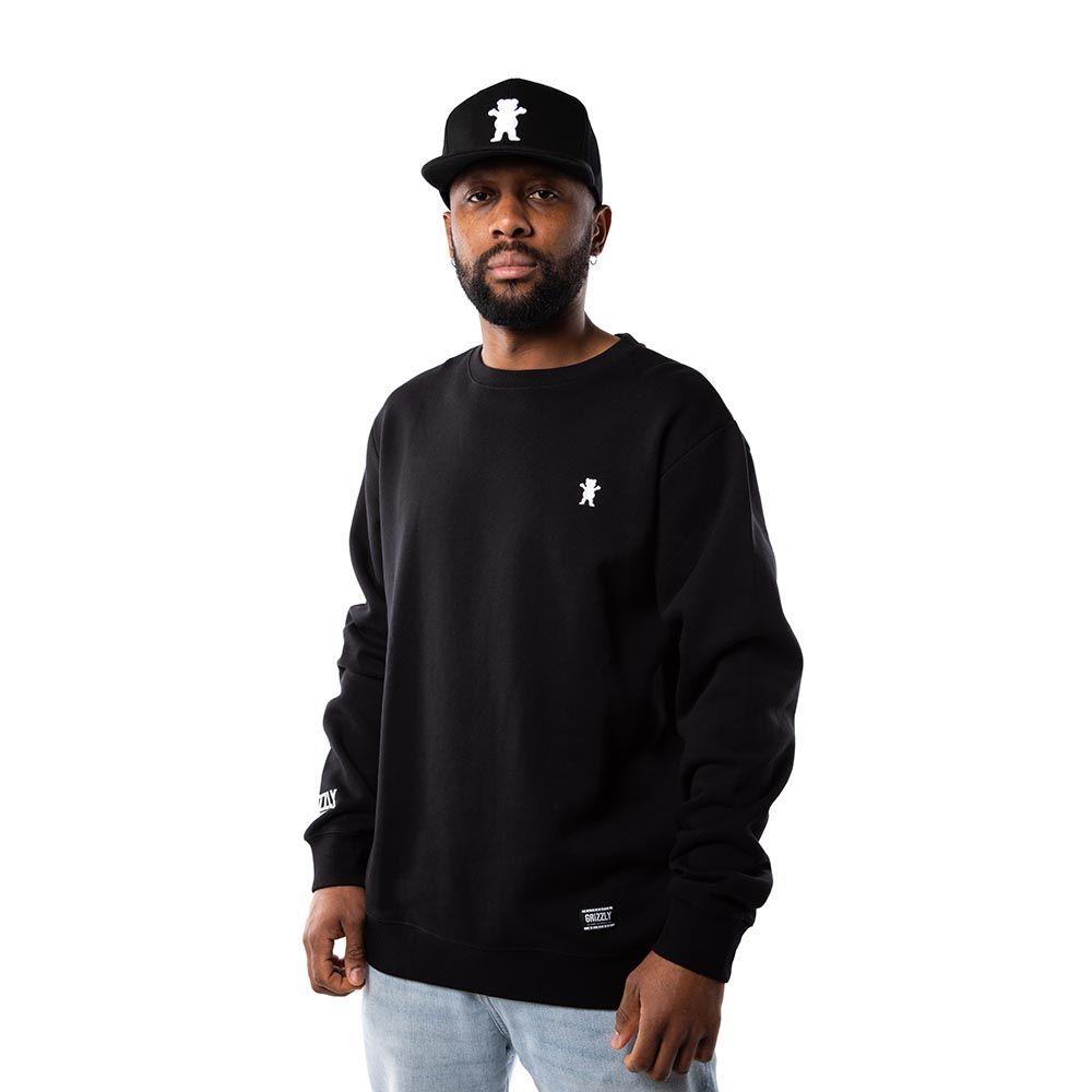 Polerón Crew Hombre Grizzly Griptape Embroidered OG Bear Negro-4