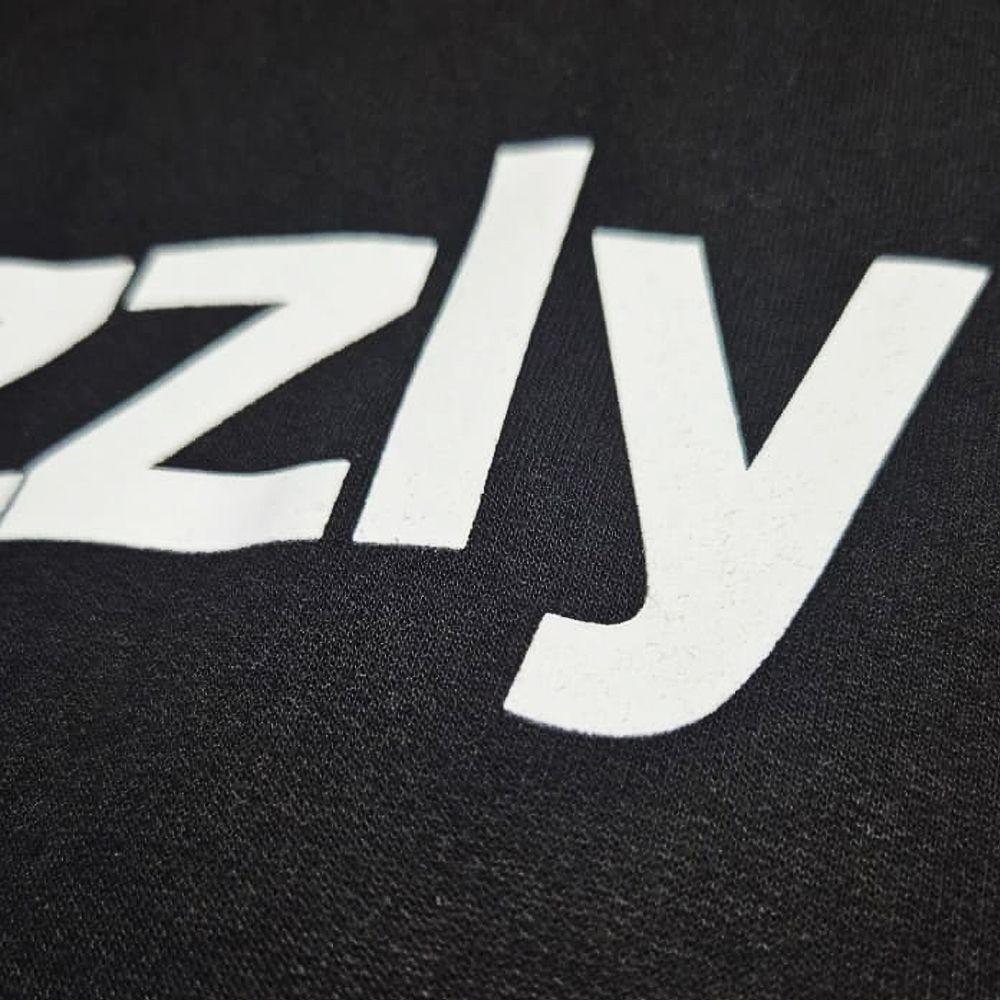 Polera Hombre Grizzly Griptape Lowercase Fadeaway Negro Letras Blancas-2
