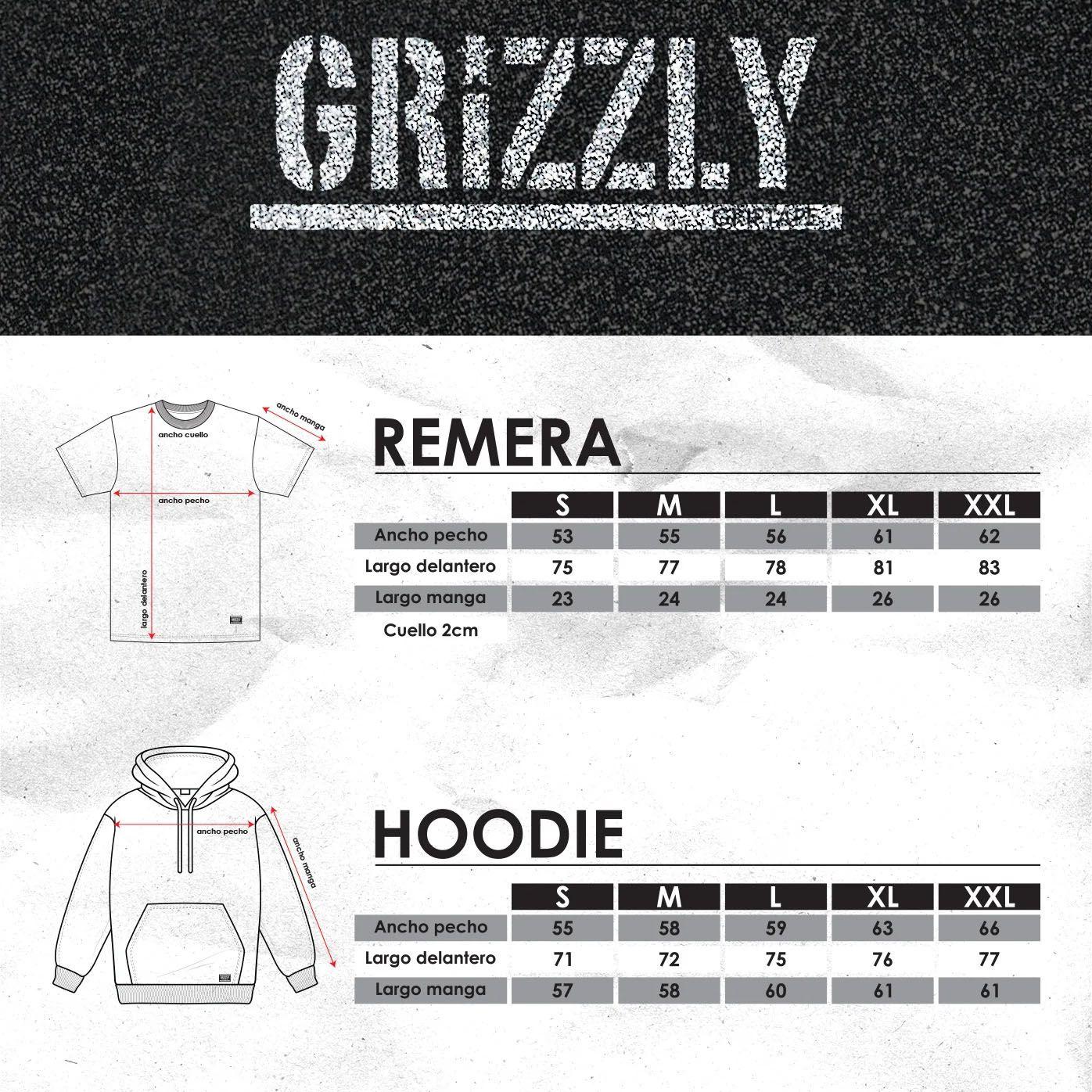 Polera Hombre Grizzly Griptape Lowercase Fadeaway Negro Letras Blancas-4