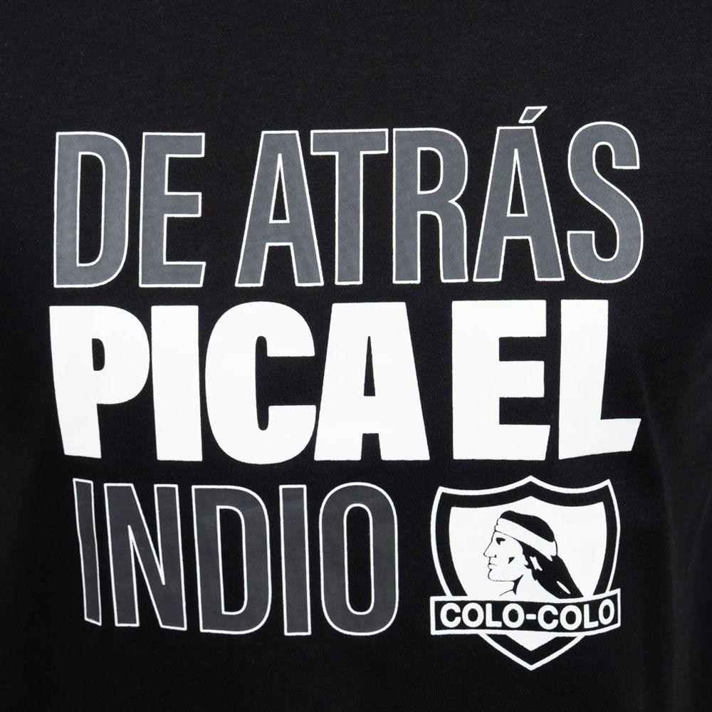 Polera Hombre Colo Colo Urbano "De Atrás Pica el Indio" Negro-2
