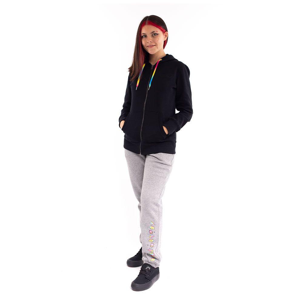 Polerón con cierre y capucha para mujer spitfire skate like a girl back negro -5