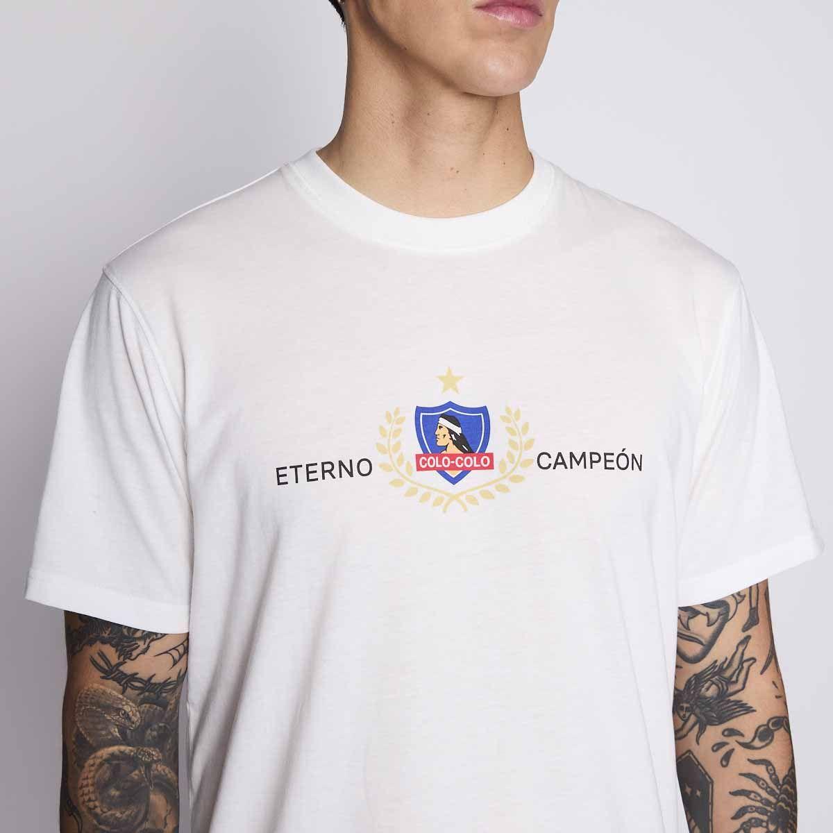 Polera Colo Colo Urbano Hombre Eterno Campeón Blanco-3