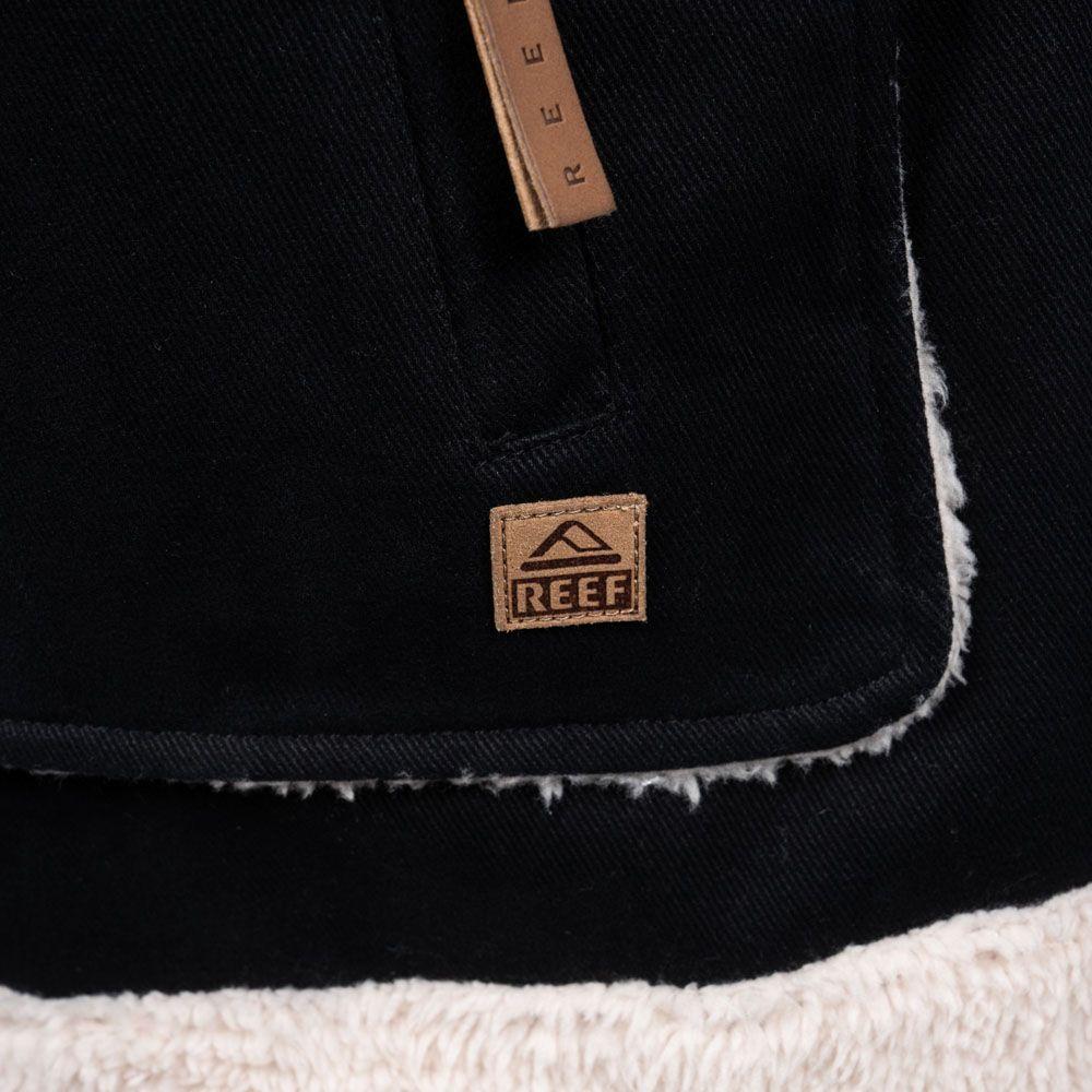 Chaqueta Sherpa Mujer Reef Buttons Negro Blanco-2