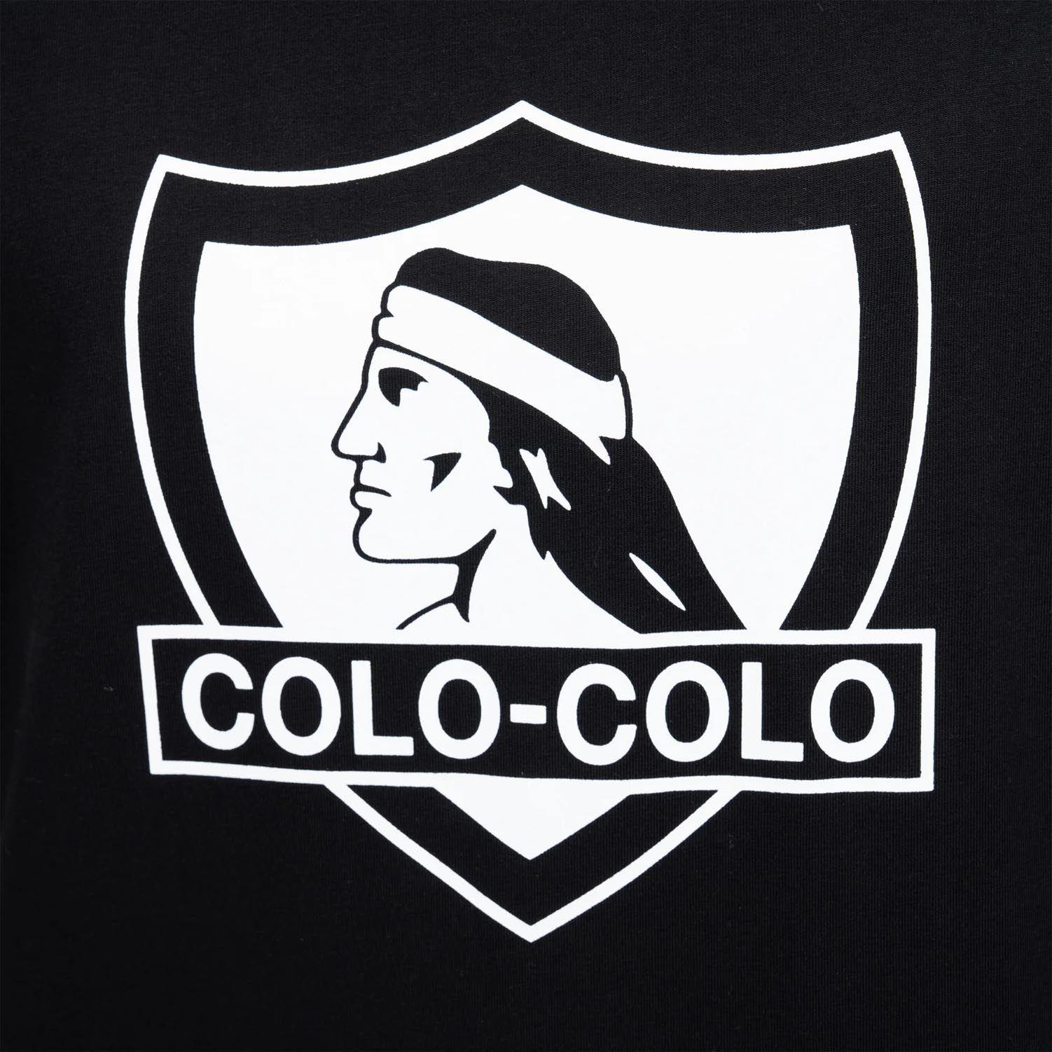Polera Hombre Colo Colo Urbano Negro Escudo Blanco-2