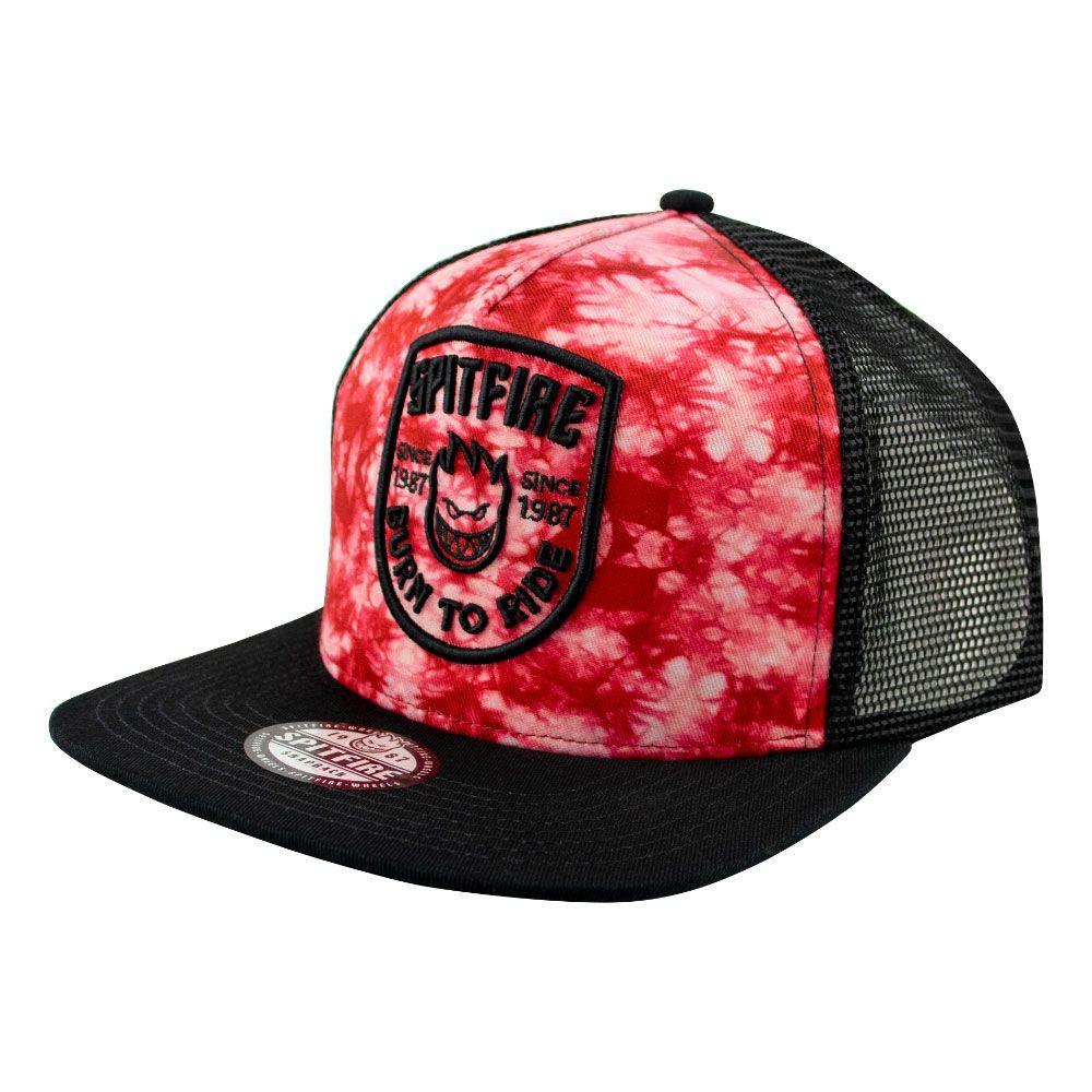 Gorro Trucker Shield SPF Tie Dye Burdeo Negro Spitfire-1
