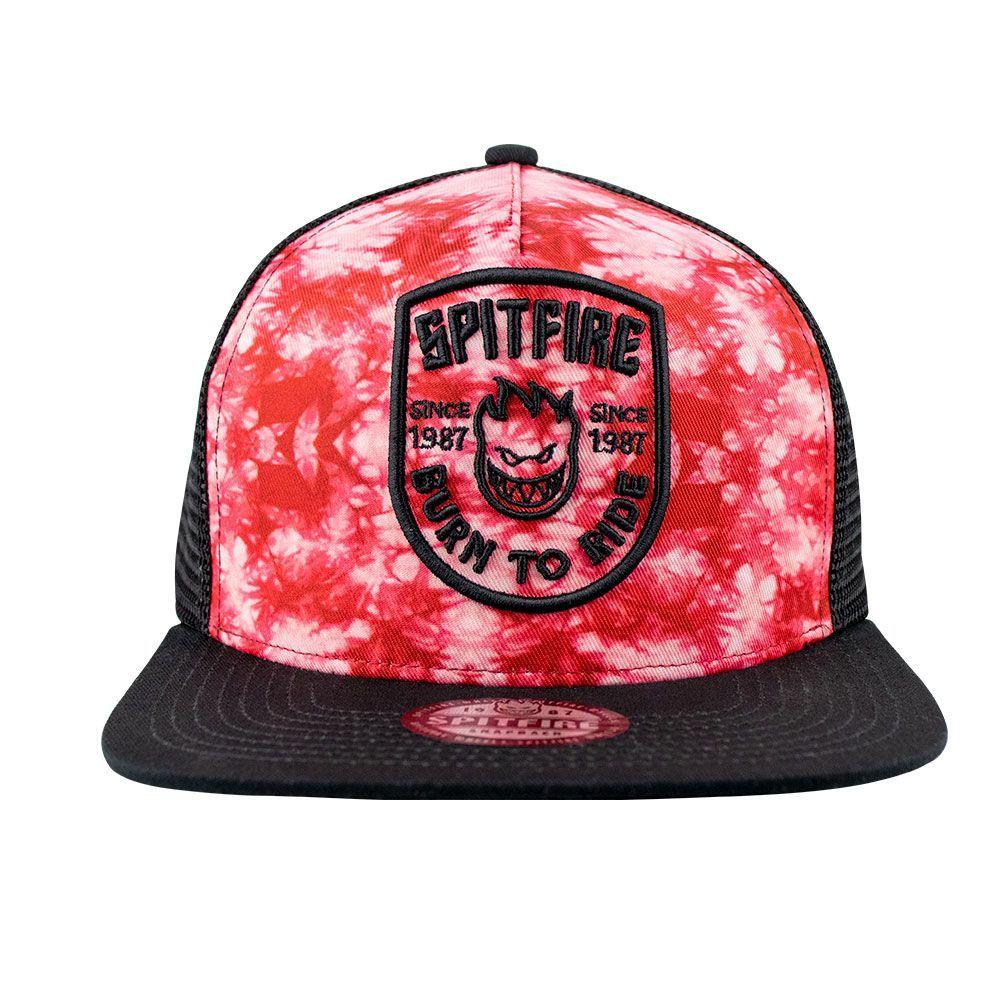 Gorro Trucker Shield SPF Tie Dye Burdeo Negro Spitfire-0