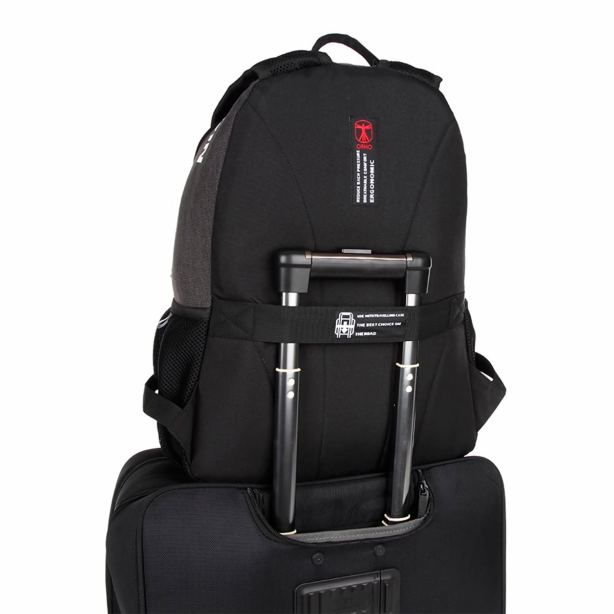 Mochila Bolsillo Laptop Gris Impermeable Suissewin-4