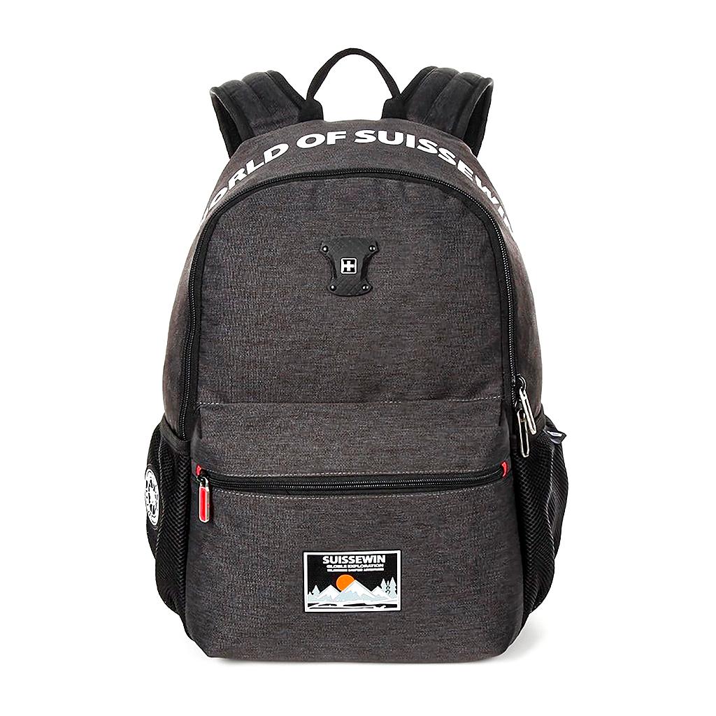 Mochila Bolsillo Laptop Gris Impermeable Suissewin-0