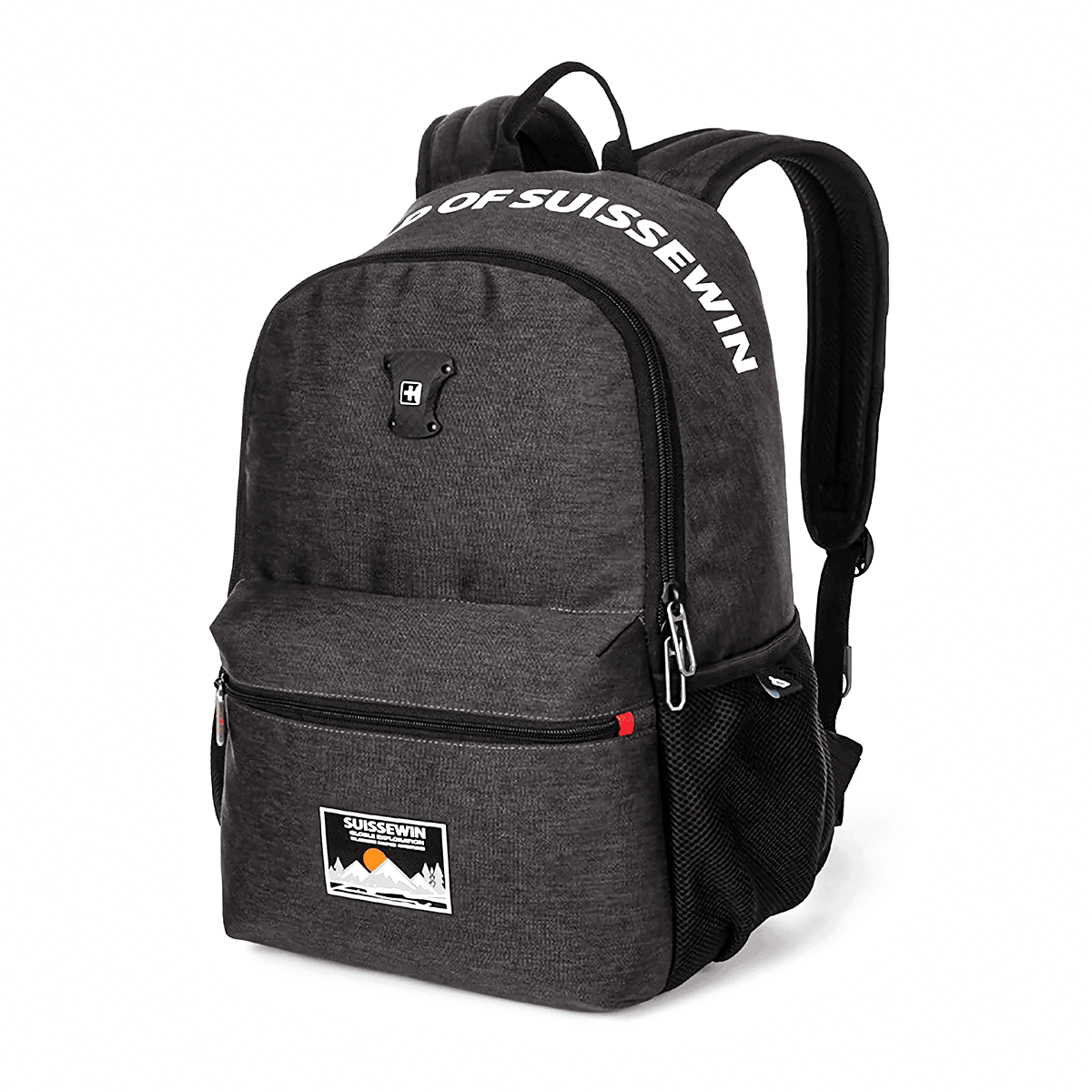 Mochila Bolsillo Laptop Gris Impermeable Suissewin-1