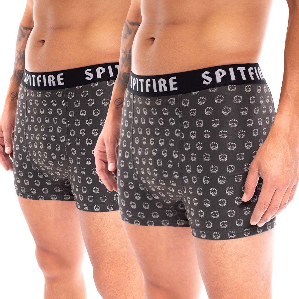 Pack 2 Boxer Hombre Print Gris Negro Spitfire-3