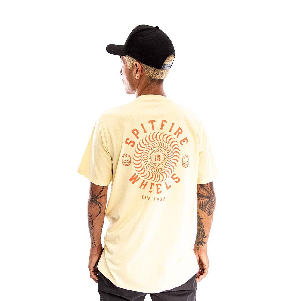Polera Manga Corta Wheels Hombre Amarillo 2023 Spitfire-3