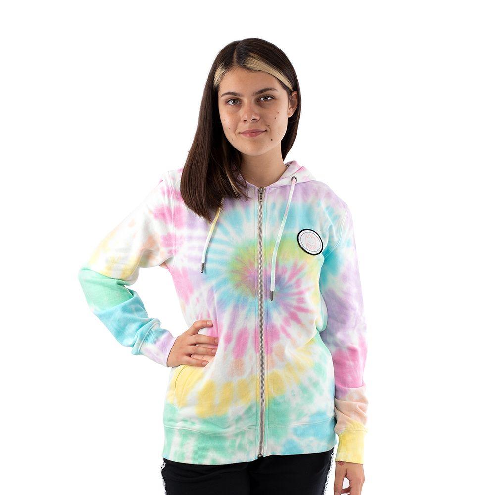 Polerón mujer con capucha full zipper tie dye multicolor-0