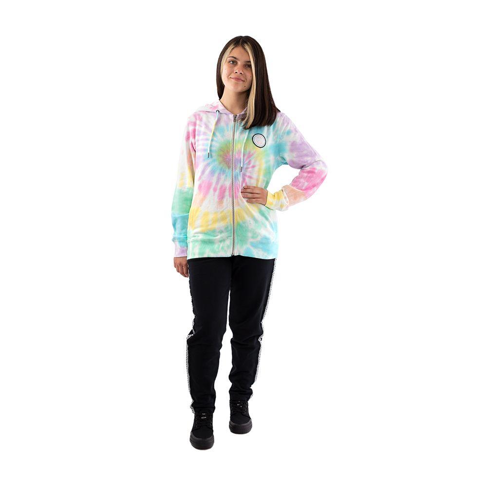 Polerón mujer con capucha full zipper tie dye multicolor-4