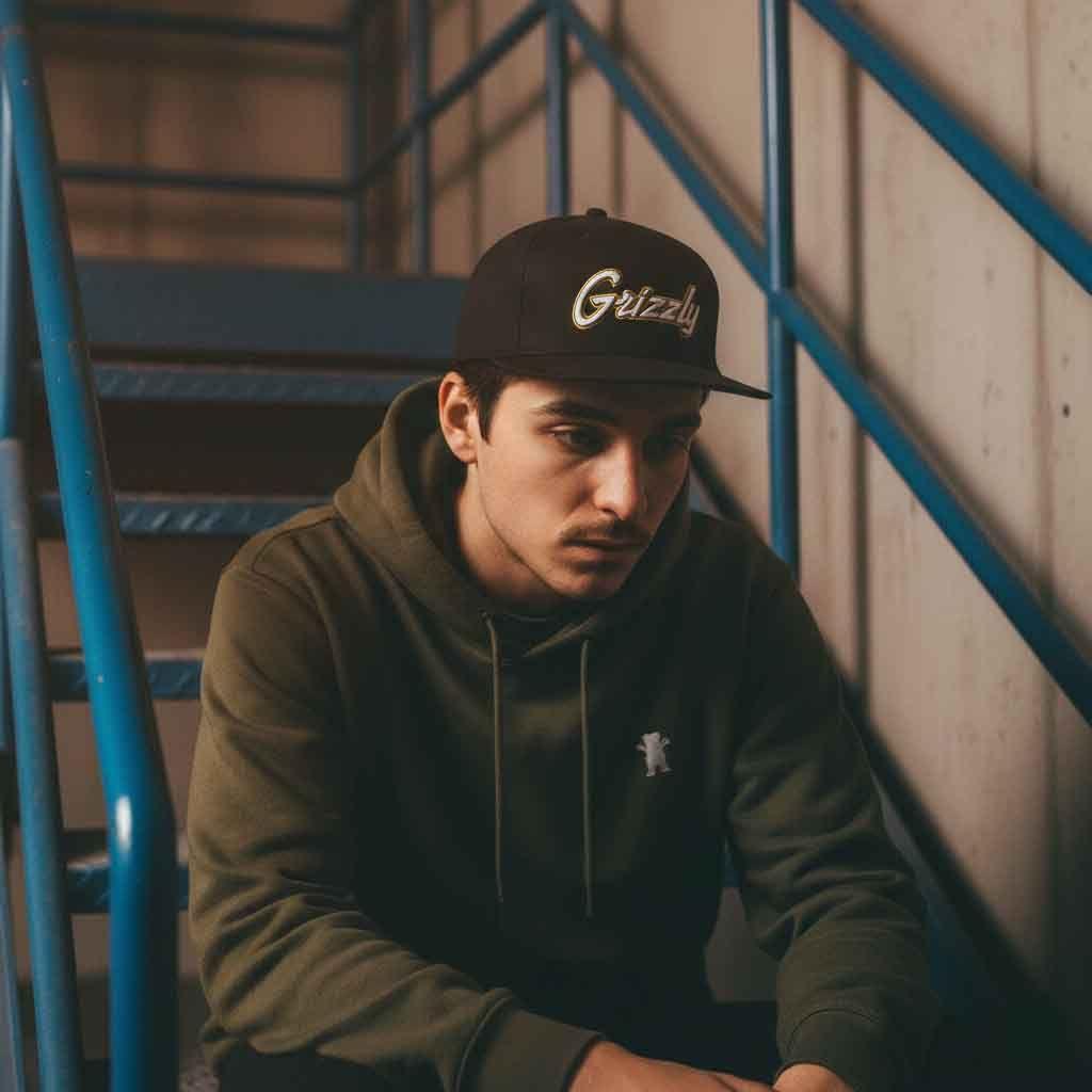 Jockey Negro Grizzly SmoothScript Snapback Raised Embroidery-6