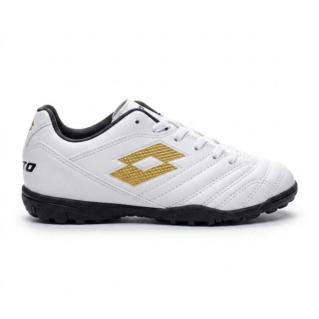 Zapatilla Baby Fútbol Niño Lotto Stadio 705 TF JR Blanco Dorado-0