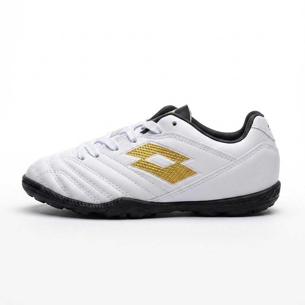 Zapatilla Baby Fútbol Niño Lotto Stadio 705 TF JR Blanco Dorado-1