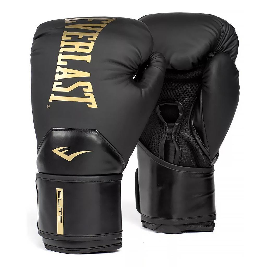 Guantes Box Everlast Elite 2 Negro Dorado-0
