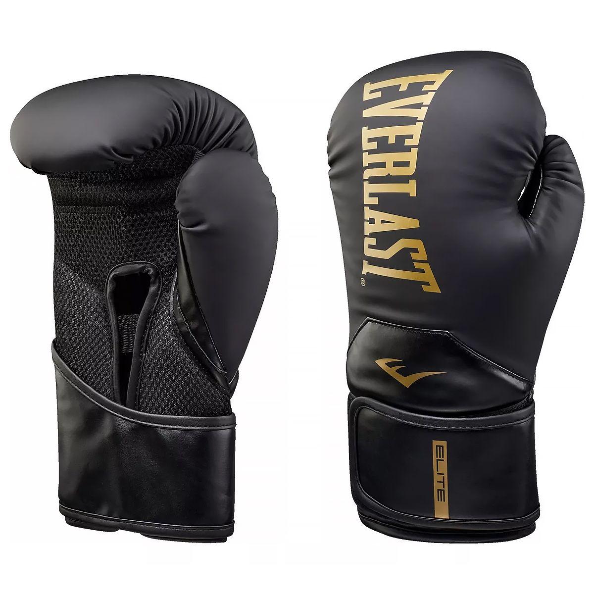 Guantes Box Everlast Elite 2 Negro Dorado-1