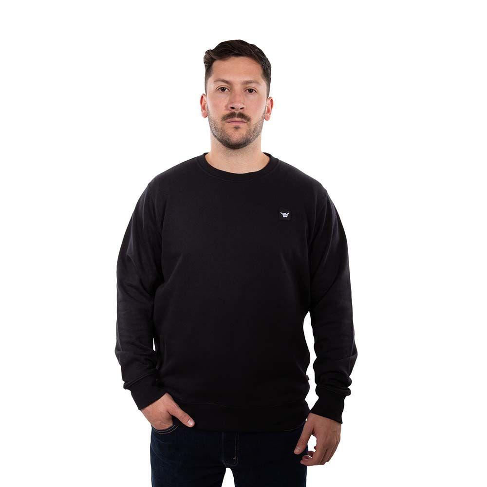 Poleron Hombre Crew Neck Minilogo Negro Hang Loose-0